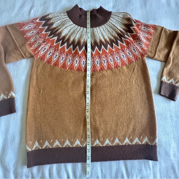 Fair Isle Sweater ASO Sydney Sweeney Alternative Womens M Mock NWT Fall Nordic - Picture 3 of 9